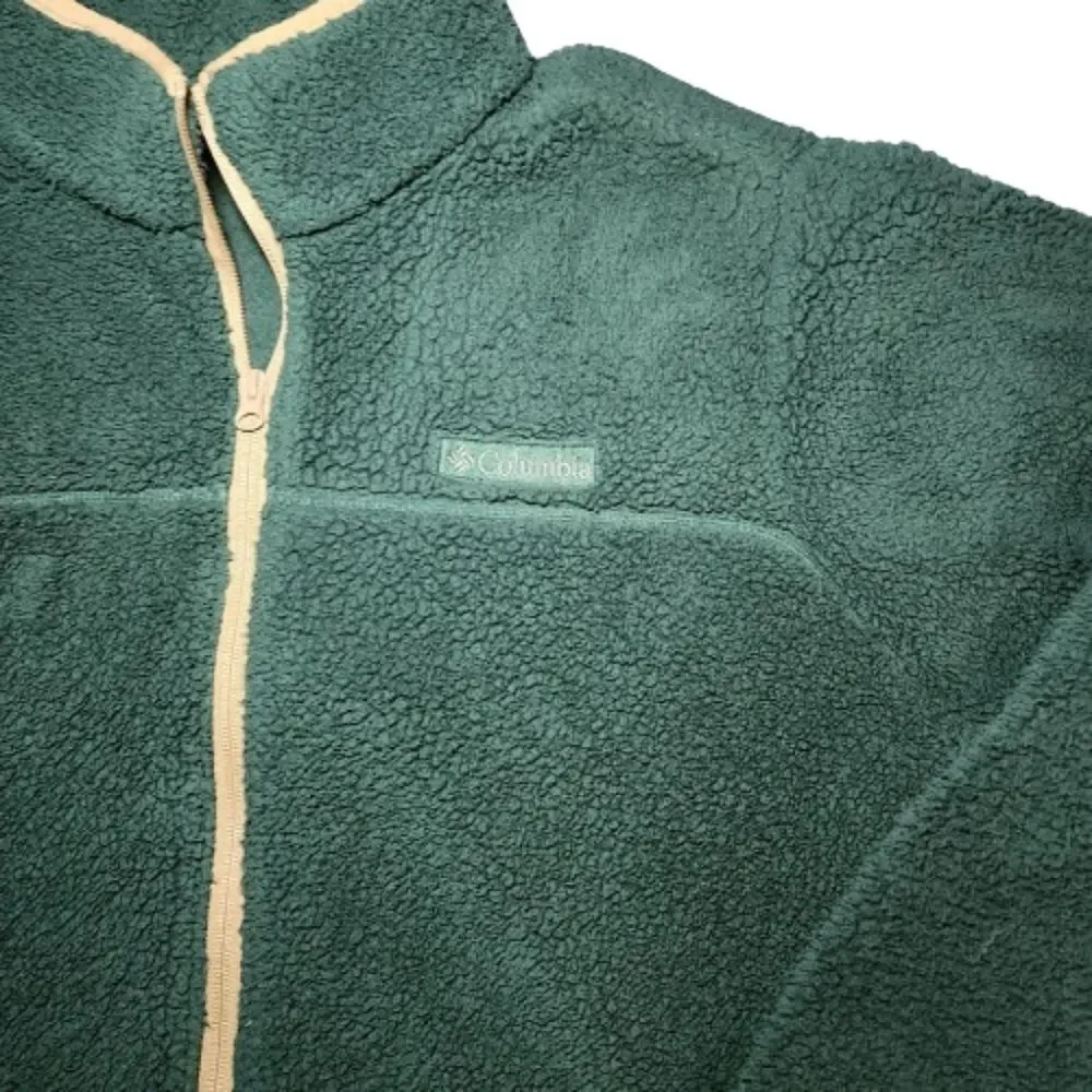 Columbia Rugged Ridge Sherpa Fleece Size Large Forest Green Hiking Travel Jacket - Picture 4 of 6